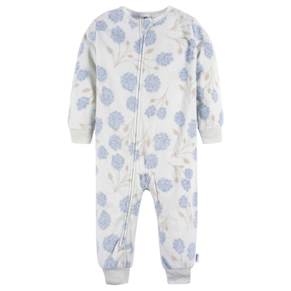 3-Pack Blue Floral Footless Fleece Pajamas Set