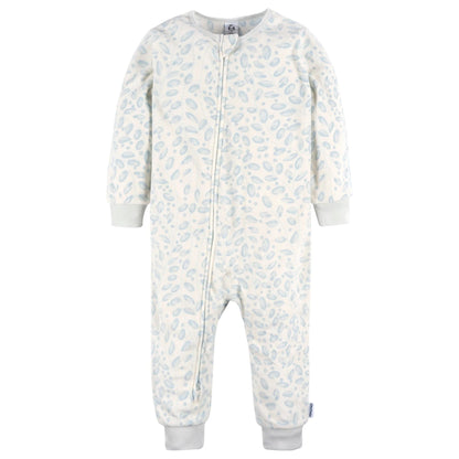 3-Pack Blue Floral Footless Fleece Pajamas Set