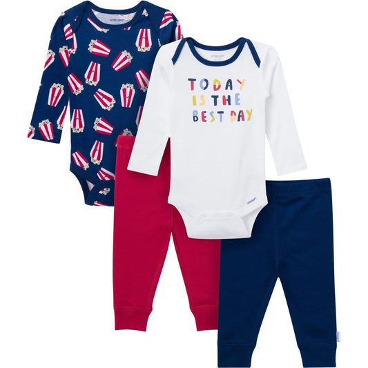 4-Piece Baby Best Popcorn Day Onesies⁠® Bodysuits