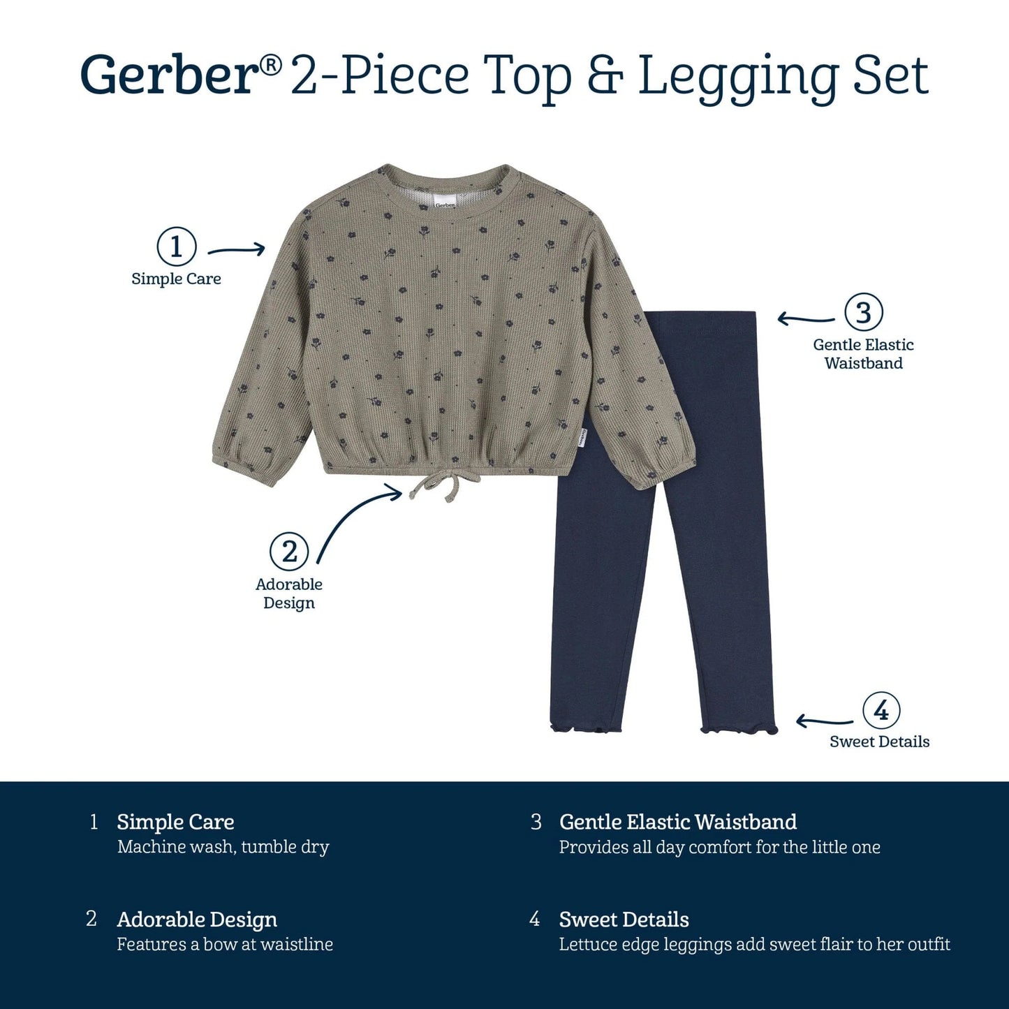 2-Pcs Green Floral Top and Legging Set