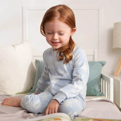 3-Pack Blue Floral Footless Fleece Pajamas Set